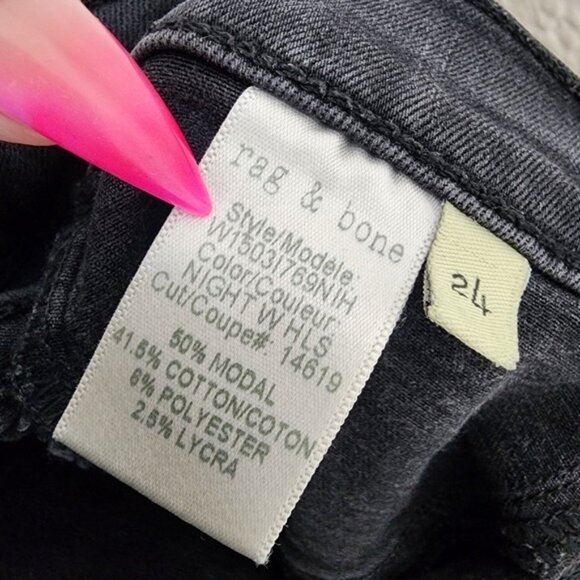 Rag & Bone Denim Leggings in Night Distressed Black Women's Size 24 - Picture 5 of 8